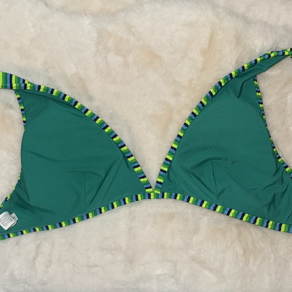 Aerie Striped Bikini SET Triangle Top L & Bikini Brief S Women’s Green & Blue - Picture 5 of 10